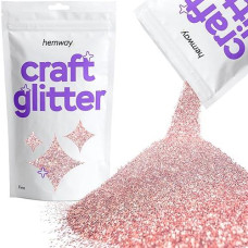 Hemway Craft Glitter 100G / 3.5Oz Glitter Flakes For Arts Crafts Tumblers Resin Epoxy Scrapbook Glass Schools Paper Halloween Decorations - Fine (1/64" 0.015" 0.4Mm) - Light Rose Gold