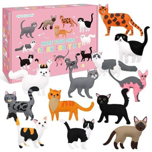 Ciyvolyeen Kitten Craft Kit Kids Diy Crafting And Sewing Set Kitty Cat Stuffed Animal Felt Plushies For Girls And Boys Educational Beginners Sewing Gift Ideas