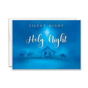 Jbh Creations Silent Night Religious Christmas Card With Scripture - Pack Of 24