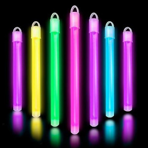 Glow Fever Glow In The Dark Sticks - 50 Ct 6" Glow Sticks Bulk Party Pack With End Caps & Lanyards - Glow Party Favors For Concert, Festival, & Wedding Neon Light Sticks By Party Dragon, Multi