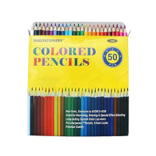 Skkstationery 50Pcs Colored Pencils,50 Vibrant Colors, Drawing Pencils For Sketch, Arts, Coloring Books, Christmas Halloween Gifts