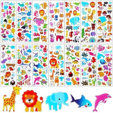 UPINS 3D Animal Puffy Stickers - 200 Assorted Foam Sheets