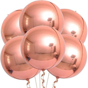 Katchon, Giant Rose Gold Balloons - 22 Inch, Pack Of 6 | Rose Gold Foil Balloons For Rose Gold Party Decorations | Rose Gold Mylar Balloons, Rose Gold Metallic Balloon For Girls Rose Gold Decorations