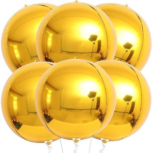 Katchon, Large Gold Foil Balloons - 22 Inch, Pack Of 6 | Gold Mylar Balloons For Gold Party Decorations | Gold Metallic Gold Balloons | Graduation Balloons For Graduation Decorations Class Of 2025