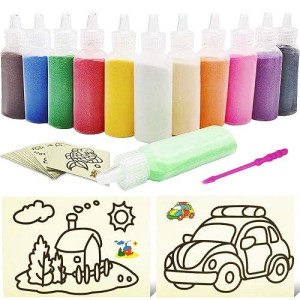 Zddaoole 32 Pcs Art Sand Kits,12 Color Art Sand Kit Scenic Sand With 20 Sheets Sand Art Painting Cards Set,Diy Sand Arts And Crafts Kit,1.25Oz Bottles