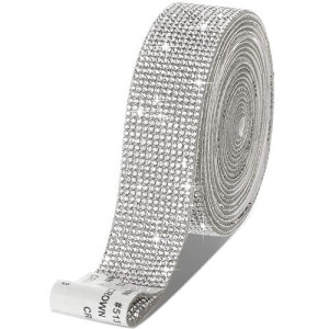 Zonon Self Adhesive Rhinestone Strips, Silver, 1.06