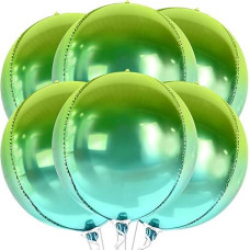 Katchon, Big Gradient Green Mylar Balloons - 22 Inch, Pack Of 6 | 4D Green Foil Balloons | St Patricks Day Balloons For St Patricks Day Decorations | Metallic Green Balloons | Green Party Decorations