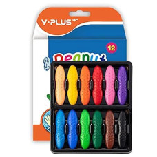 Yplus Peanut Crayons For Kids, 12 Colors Washable Toddler Crayons, Non-Toxic Baby Crayons For Ages 2-4, 1-3, 4-8, Coloring Art Supplies Christmas Stocking Stuffers For Kids Toddler