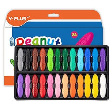 Yplus Peanut Crayons For Kids, 24 Colors Washable Toddler Crayons, Non-Toxic Baby Crayons For Ages 2-4, 1-3, 4-8, Coloring Art Supplies Christmas Stocking Stuffers For Kids Toddler