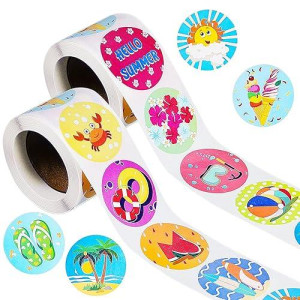 Outus 500 Pcs Summer Stickers Hawaii Tropical Beach Label Decals Different Design Luau Summer Party Favors Decoration For Scrapbooking Bottles Computer Luggage