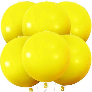 Katchon, Huge Yellow Mylar Balloons - 22 Inch, Pack Of 6 | Yellow Foil Balloons, Yellow Party Decorations | Large Yellow Balloons For Sunflower Birthday Party Decorations | Yellow Round Mylar Balloons