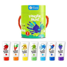 Jar Melo Washable Finger Paints For Toddlers, 7 Colors Large Capacity (2.1Fl Oz), Non Toxic Baby Paint For Hand And Feet, Safe Art Supplies, Preschool Learning Gifts For Kids Age 2+