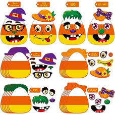 Sumind Halloween Candy Corn Craft Kits For Kids Halloween Activities Diy Handicraft Fun Home Activities For Birthday Activities Party Supplies Classroom Arts, 4 Styles (24 Sets)