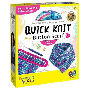 Creativity for Kids Quick Knit Button Scarf - Rainbow Yarn