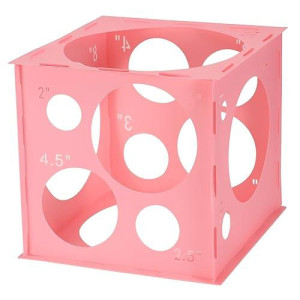 Auihiay Plastic Balloon Sizer Box Cube, Pink Collapsible Balloon Size Measurement Tool For Balloon Arches, Balloon Towers, Balloon Columns And Balloon Decorations (2-10 Inch)