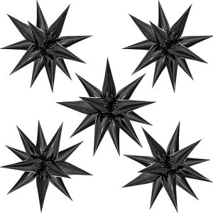 Zakvoor 60 Pcs Star Balloons 12 Spike Foil Explosion Party Decoration Balloons For Halloween Graduation Birthday (Black)