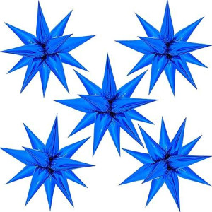 Zakvoor 60 Pcs Star Balloons 12 Spike Foil Explosion Party Decoration Balloons For Graduation Gender Reveal Wedding Birthday (Blue)