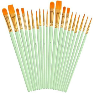 Soucolor Acrylic Paint Brushes Set, 20Pcs Round Pointed Tip Artist Paintbrushes For Acrylic Painting Oil Watercolor Canvas Boards Rock Body Face Nail Art, Halloween Pumpkin Ceramic Crafts Supplies