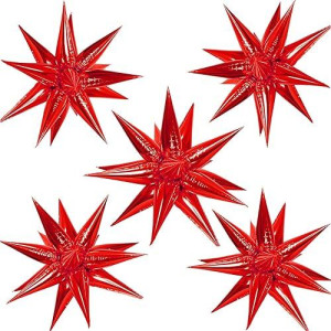 Zakvoor 60 Pcs Star Balloons 12 Spike Foil Explosion Party Decoration Balloons For Christmas Valentine'S Day Anniversary Backdrop (Red)