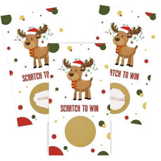 Outus 50 Pieces Christmas Scratch Off Cards Stickers Christmas Hawaii Party Games Vouchers Festive Raffle Tickets Holiday Business Prize Drawings For Kids Adults Families Events Groups (Reindeer)