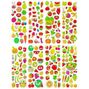 SIX VANKA 3D Puffy Fruit Stickers - 8 Sheets for