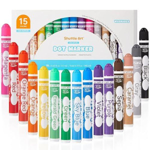 Shuttle Art Dot Markers, 15 Colors Washable Markers For Toddlers,Bingo Daubers Supplies Kids Preschool Children, Non Toxic Water-Based