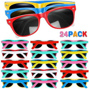 Ginmic Valentines Kids Sunglasses Bulk, 24Pack Neon Sunglasses For Kids,Boys And Girls, Great Gift For Birthday Party Supplies, Beach, Pool Party Favors, Fun Gift, Goody Bag Favors