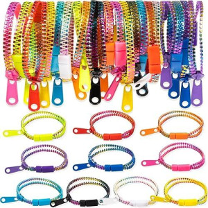 Oumuamua Fidget Toys Zipper Bracelets For Kids 20 Pieces Rainbow Color Bulk Sensory Party Favor Friendship Bracelets For Boys Girls Kids Easter Basket Stuffers Christmas Gifts Fidget Bracelets