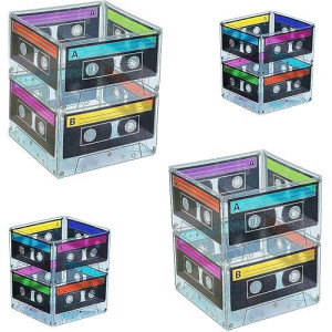 Cassette Tape Bucket Centerpiece (8 Pack) 80S Party Supplies, 90'S 80S Theme Birthday Party Decoration Cassette Tape Table Decor, Retro Hip Hop Pop Music Party For Adults & Kids