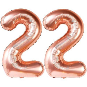 Katchon, 22 Balloon Number Rose Gold - 40 Inch | 22 Number Balloons For Rose Gold 22 Birthday Decorations Men | Number 22 Balloons | Rose Gold 22 Balloons For 22 Birthday Decorations For Women