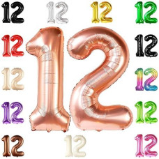 KatchOn Rose Gold 12 Balloon - 40 Inch Birthday Decor