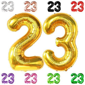 Katchon, Gold 23 Balloon Numbers - Big, 40 Inch | 23 Gold Balloons For 23 Birthday Decorations For Men | 23 Birthday Decorations | 23 Balloon Numbers For 23Rd Birthday Decorations For Men