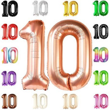 KatchOn Rose Gold 40" Number 10 Balloon - 10th Birthday