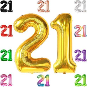 Katchon, Gold 21 Balloons Numbers - 40 Inch | Gold 21St Birthday Balloons | 21St Birthday Decorations For Her Gold | 21 Balloon Number, 21 Number Balloons | Gold 21St Birthday Decorations