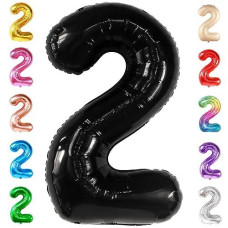 Katchon, Giant Black Number 2 Balloon - 40 Inch | Black 2 Balloon Number, Two Cool Birthday Party Decorations Boy | Black Two Balloon, 2Nd Birthday Balloon Black For 2Nd Birthday Decorations For Boys