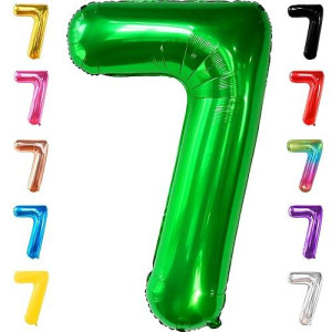 Katchon, Giant Dark Green Number 7 Balloon - 40 Inch | 7Th Birthday Balloon For 7Th Birthday Decorations | 7 Balloons For Birthday | Seven Balloon Number | 7 Year Old Balloon For 7 Year Decorations