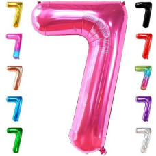 Katchon, Giant Hot Pink Number 7 Balloon - 40 Inch | 7Th Birthday Balloon For 7Th Birthday Decorations | 7 Balloons For Birthday | Seven Balloon Number | 7 Year Old Balloon For 7 Year Decorations