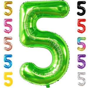 Katchon, Light Green 5 Balloon Numbers - 40 Inch | Big, Number Green 5 Balloons For 5Th Birthday Decorations For Boys | 5Th Birthday Balloons, Green Birthday Decorations | Dinosaur Party Decorations