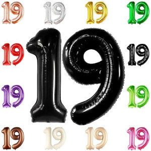 Katchon, Black 19 Balloon Number - 40 Inch | 19 Birthday Balloons, Happy 19Th Birthday Decorations | Black Number 19 Balloons, 19 Birthday Decorations | 19Th Birthday Balloons | 19 Number Balloons