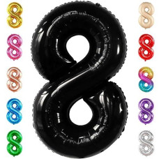 Katchon, Giant Black 8 Number Balloon - 40 Inch | Black Number 8 Balloon | 8 Birthday Balloon, 8Th Birthday Decorations Boys | Number 8 Balloon Black For Black 8 Year Old Boy Birthday Decorations