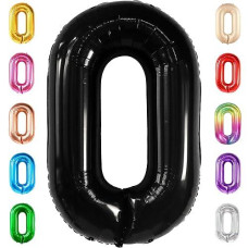 Large, Black 0 Balloon Number - 40 Inch | 0 Digit Balloon For Black Number Balloons | Giant Black Zero Balloon For Black Birthday Decorations | 0 Mylar Black Number | Number 0 Balloons For Anniversary