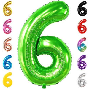 Katchon, Giant Light Green Number 6 Balloon - 40 Inch | 6Th Birthday Balloon For 6Th Birthday Decorations | 6 Balloons For Birthday | Six Balloon Number | 6 Year Old Balloon For 6 Year Decorations