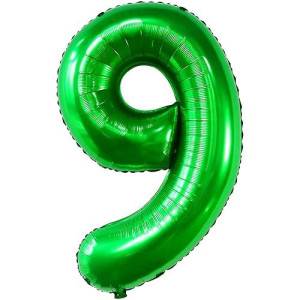 Katchon, Giant Dark Green Number 9 Balloon - 40 Inch | Dark Green 9 Balloon | 9 Birthday Balloon For 9 Birthday Decorations | 9 Balloon For Birthday Party Decorations | 9 Number Balloon