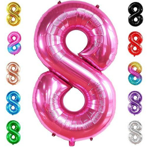 Katchon, Giant Hot Pink 8 Balloon Number - 40 Inch | Hot Pink 8Th Birthday Balloon For 8Th Birthday Decorations | 8 Year Old Birthday Party Supplies