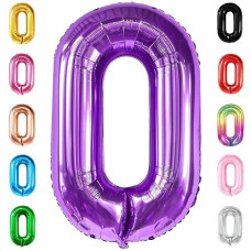 Giant, Purple 0 Number Balloons - 40 Inch | Pair 0 Digit Balloon To Other Number | Purple 0 Balloon Number For Birthday Party Supplies | Purple Number 0 Balloon For Mermaid Theme Birthday Decorations