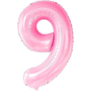 Katchon, Giant Light Pink Number 9 Balloon - 40 Inch | Light Pink 9 Balloon | 9 Birthday Balloon For 9 Birthday Decorations | 9 Balloon For Birthday Party Decorations | 9 Number Balloon