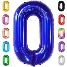 KatchOn 40" Navy Blue Number 0 Balloon - Mylar Birthday Decor