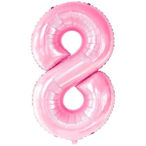 Katchon, Giant Light Pink Number 8 Balloon - 40 Inch, Pink 8 Balloons For Birthday Girl | Number 8 Balloons For Birthdays | 8 Balloon Number For 8Th Birthday Decorations For Girls | 8 Birthday Balloon