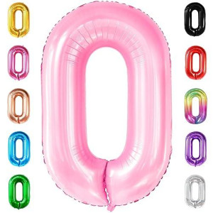 Katchon, Huge 40 Inch Light Pink 0 Balloon - Light Pink Balloons | Zero Balloon, Light Pink Party Decorations | Light Pink Birthday Decorations For Women | 0 Light Pink Number Balloon For Anniversary