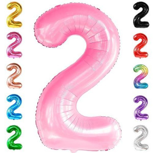 Katchon, Giant Pink Number 2 Balloon - 40 Inch, Two Balloon | Light Pink 2 Balloon Number | 2Nd Birthday Decorations For Girl | 2 Year Old Birthday Decorations Girl, Two Sweet Birthday Decorations